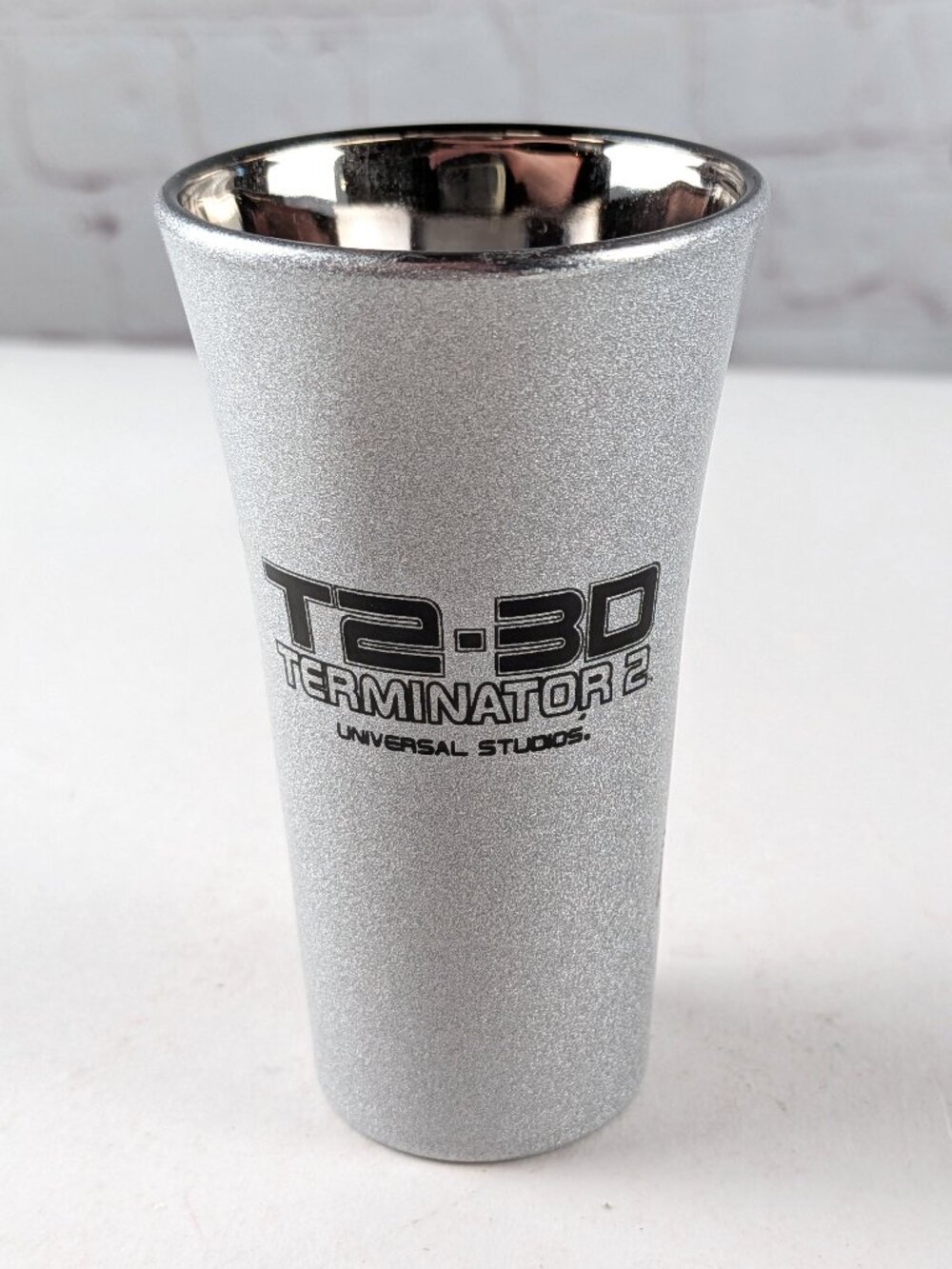 T2-3D Terminator 2 Universal Studios Sparkling Silver Shot Glass